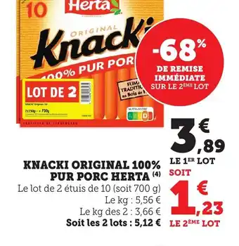 Maximarché HERTA Knacki original 100% le 1er lot pur porc offre