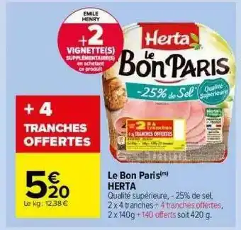 Carrefour Market Le Bon Paris Herta offre