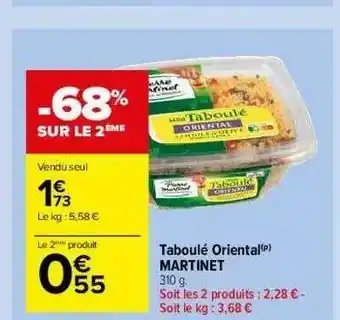Carrefour Market Taboulé Oriental Martinet offre