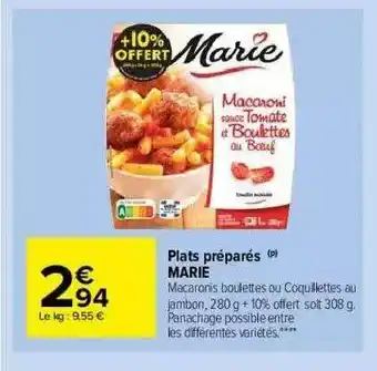 Carrefour Market Plats Préparés Marie offre