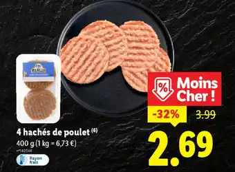 Lidl 4 hachés de poulet offre