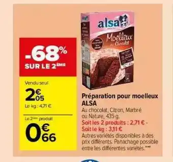 Carrefour Market Préparation Pour Moelleux Alsa offre