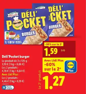 Lidl Déli'Pocket burger offre