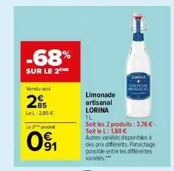 Carrefour Market Limonade Artisanal Lorina offre