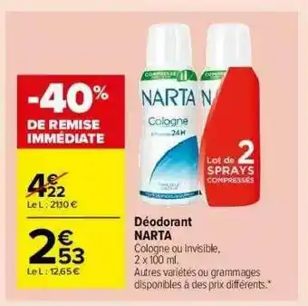 Carrefour Market Déodorant Narta offre