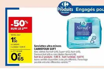 Carrefour Market Serviettes Ultra-minces Carrefour Soft offre