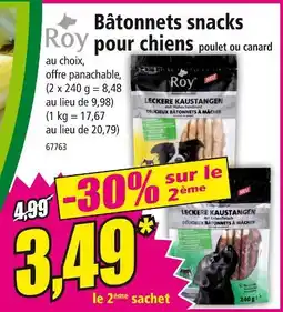 Norma ROY Bâtonnets snacks pour chiens poulet ou canard offre