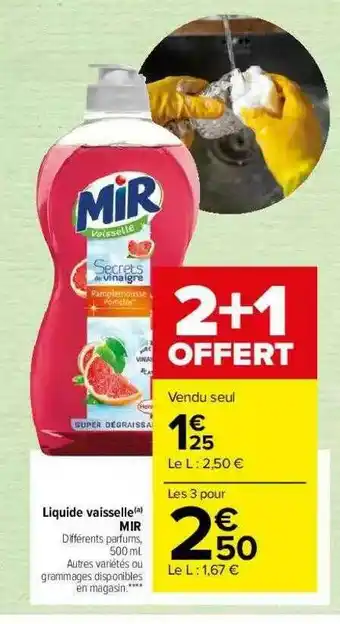 Carrefour Market Liquide Vaisselle Mir offre