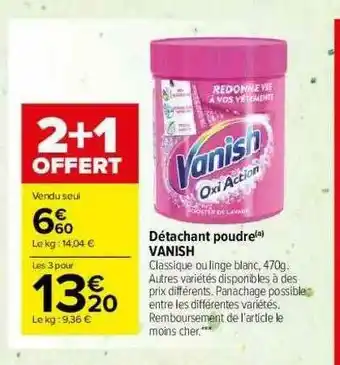 Carrefour Market Détachant Poudre Vanish offre