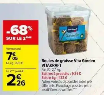 Carrefour Market Boules De Graisse Vita Garden Vitakraft offre