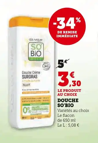 Hyper U SO'BIO Douche crème surgras offre