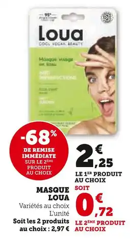 Hyper U LOUA Masque visage en tissu offre