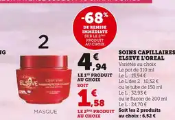 Hyper U ELSEVE L'OREAL Soins capillaires offre