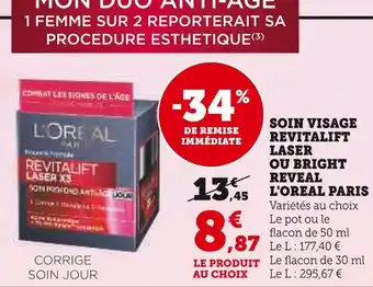 Hyper U L'OREAL PARIS Soins visage revitalift laser ou bright reveal offre