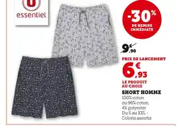 Hyper U U ESSENTIEL Short homme offre