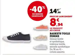 Hyper U Baskets toile femme offre