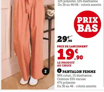 Hyper U Pantalon femme offre