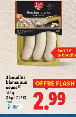 Lidl 3 boudins blancs aux cèpes offre