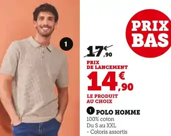 Hyper U Polo homme offre