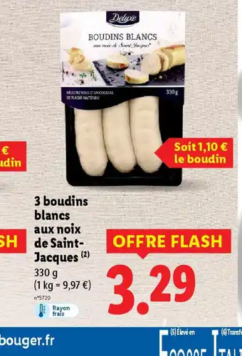 Lidl 3 boudins blancs aux noix de Saint-Jacques offre