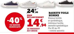 Hyper U Baskets toile homme offre