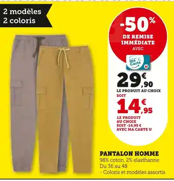 Hyper U Pantalon homme offre