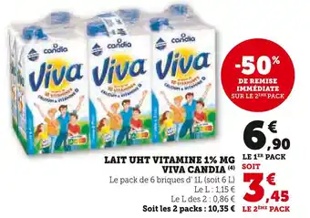 Hyper U VIVA CANDIA Lait UHT Vitamine 1% MG offre