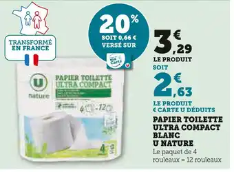 Hyper U U Papier toilette ultra compact blanc u nature offre