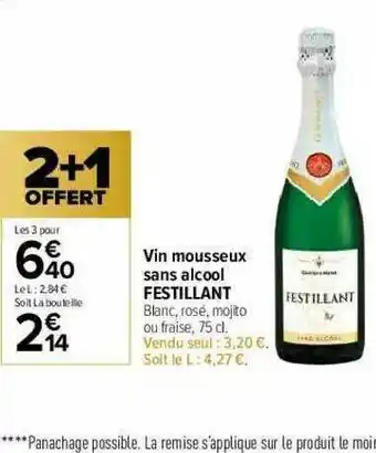 Carrefour Market Vin Mousseux Sans Alcool Festillant offre