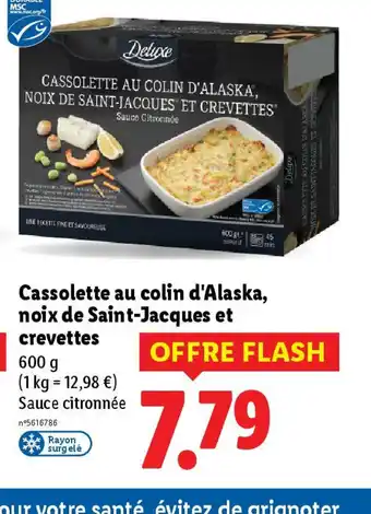 Lidl Cassolette au colin d'alaska, noix de saint-jacques et crevettes offre