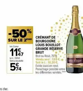 Carrefour Market Crémant De Bourgogne Louis Bouillot Grande Réserve Brut offre