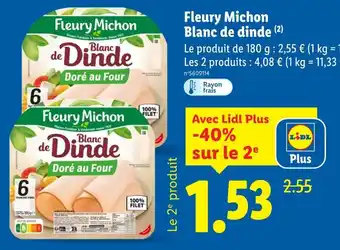 Lidl FLEURY MICHON Blanc de dinde offre