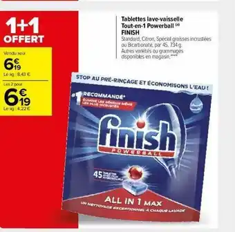 Carrefour Market Tablettes Lave-vaisselle Tout-en-1 Powerball Finish offre