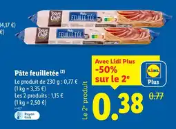 Lidl TOQUE DU CHEF Pâte feuilletée offre