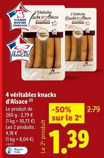 Lidl SAVEURS DE NOS RÉGIONS 4 véritables knacks d'Alsace offre