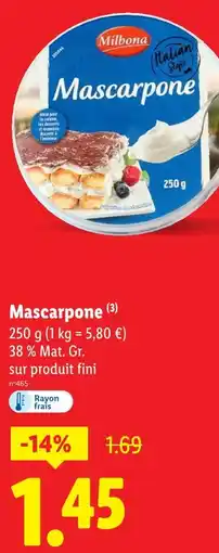 Lidl Milbona Mascarpone offre