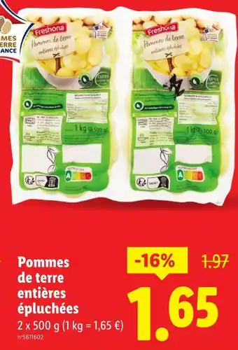 Lidl FRESHONA Pommes de terre entières épluchées offre