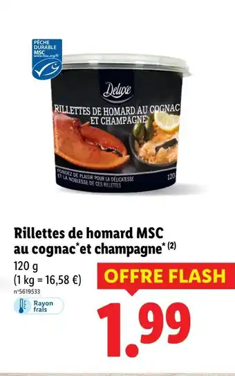 Lidl DELUXE Rillettes de homard msc au cognac et champagne offre