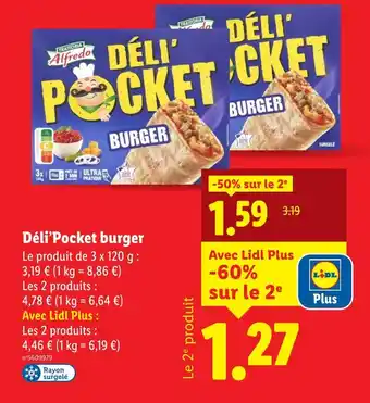 Lidl Trattoria Alfredo Déli’Pocket burger offre