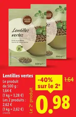 Lidl Golden Sun Lentilles vertes offre