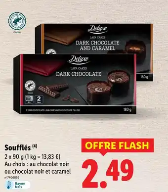 Lidl DELUXE Lava cakes dark chocolate and caramel offre