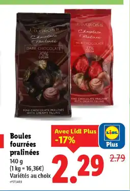 Lidl Boules fourrées pralinées offre