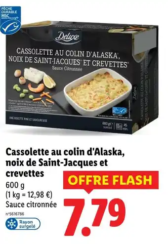 Lidl Deluxe Cassolette au colin d'Alaska, noix de Saint-Jacques et crevettes offre