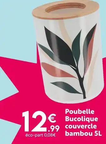 Maxi Bazar Poubelle Bucolique couvercle bambou 5L offre