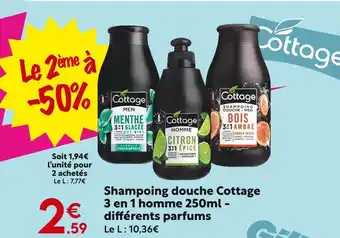 Maxi Bazar COTTAGE Shampoing douche 3 en 1 homme 250ml offre