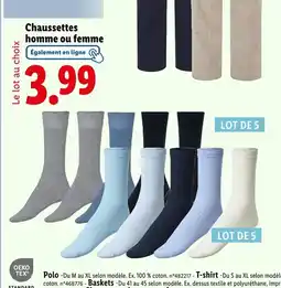 Lidl OEKO TEX STANDARD Chaussettes homme ou femme offre