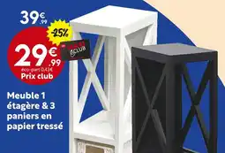 Maxi Bazar Meuble 1 étagère & 3 paniers en papier tressé offre