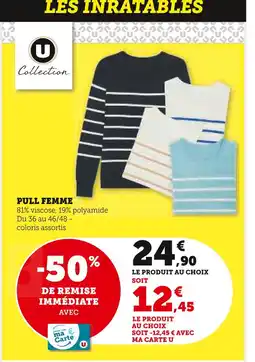 Super U U COLLECTION Pull femme offre