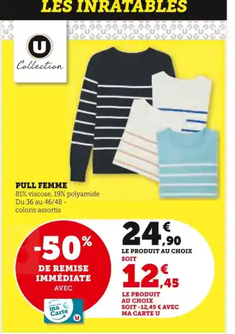 Super U U COLLECTION Pull femme offre