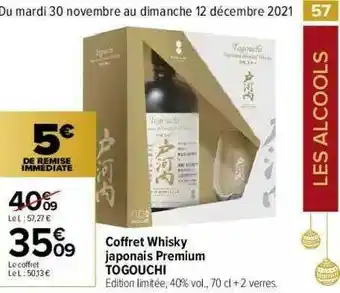Carrefour Market Coffret Whisky Japonais Premium Togouchi offre